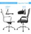 Ribbed Mid Back Leather Executive Swivel Black Office Chair With Knee-Tilt Control and Arms