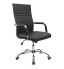 Ribbed Mid Back Leather Executive Swivel Black Office Chair With Knee-Tilt Control and Arms